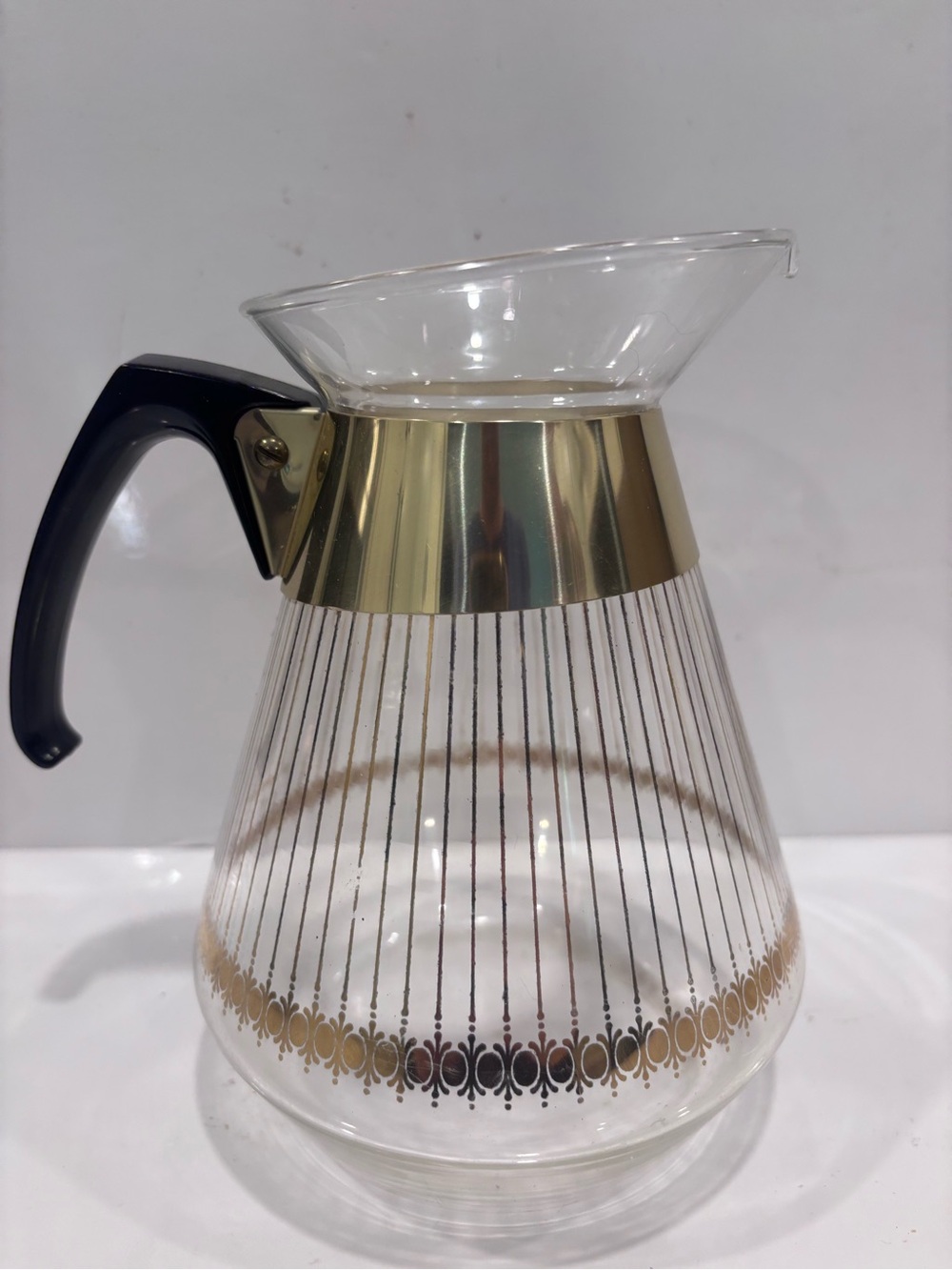Vintage Pyrex Corning 1960's  Starburst Gold MCM Coffee Pot Carafe 7.5”